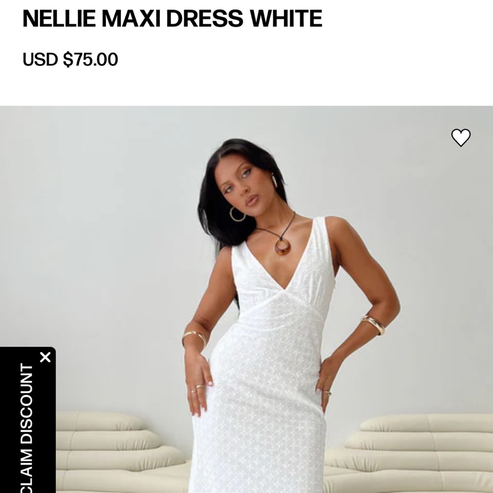 Princess Polly Nellie V-Neck Maxi Dress White